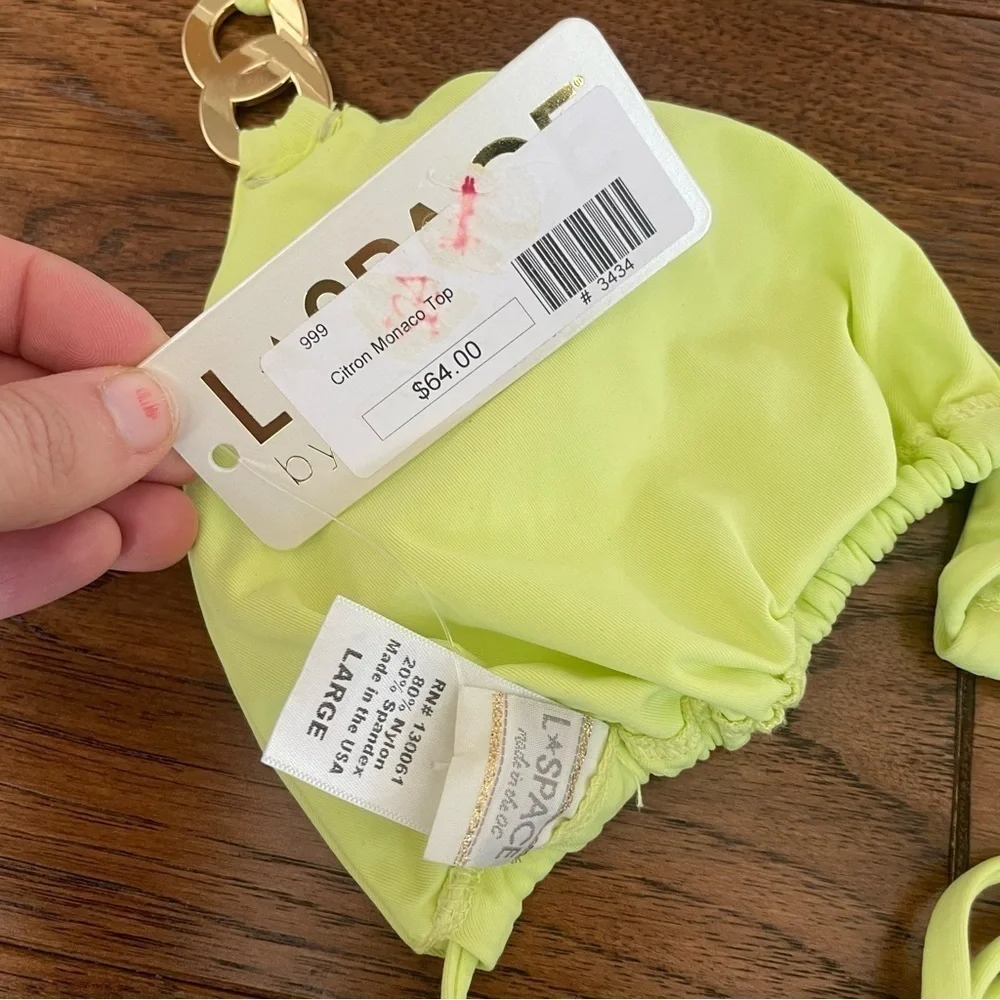 L*Space Monaco Triangle Bikini Top in Citron